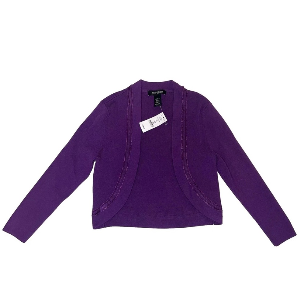WHBM NEW Cropped Ruffled Curved Hem Open Front Cardigan Sweater Shrug XXS